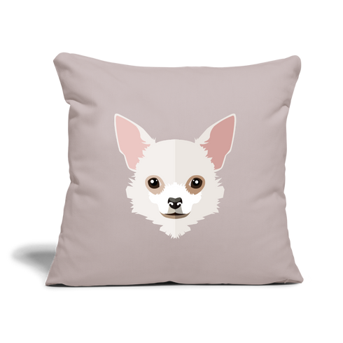 White Chihuahua Throw Pillow Cover 18” x 18” - light taupe